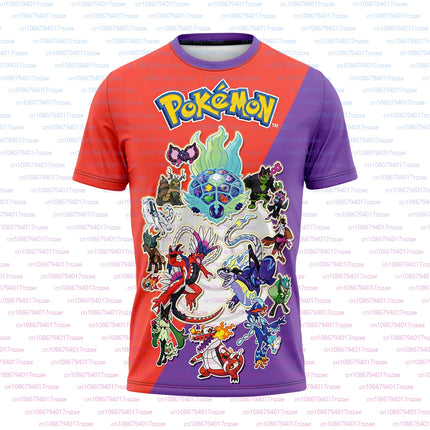 Pokémon Animation Derivatives Pikachu Elf 3D Printing T-shirt Men's and Women's Summer Oversize Loose Street Trend Boys Tees