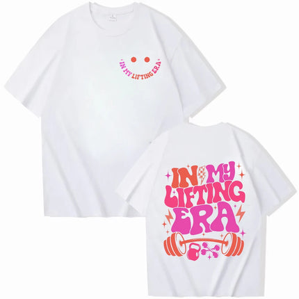 Be Happy Lift Heavy Tee Shirt for Women Funny Workout Weightlifting Graphic Tops Gym Mommy Short Sleeve T-shirts Female Clothing