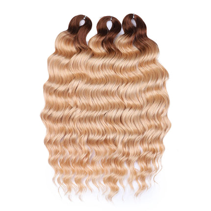 FASHION IDOL 24" 3pcs Deep Wave Curl Hair Synthetic Water Wave Braiding Hair Extensions Ombre Rainbow color Twist Crochet Hair