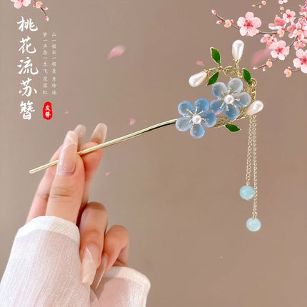 Chinese Style Hair Stick Glowing Lotus Lantern Hairpin Women Ancient Style Palace Lantern Hair Stick Flower Tassel Hair Insert