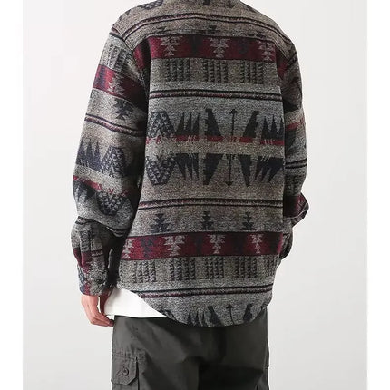 Trendy Men's Woolen Jacket Spring Autumn Casual Style Shirt Patchwork Design Sensibility Chinese National Fashion Overwear