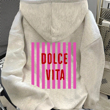 Womens Cotton Hoodie Light Gray Loose Fit Autumn Winter Warmth Casual Streetwear Front Small Star Back Large Star Pattern