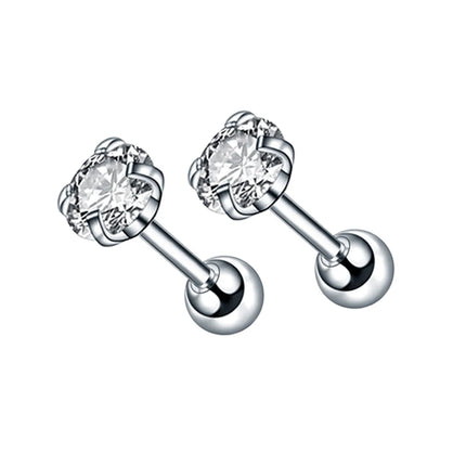 3-8mm Small Black Silver Color Earrings Stone CZ Crystal Ear Studs Surgical Steel Cubic Zirconia Helix Earring Women Accessories