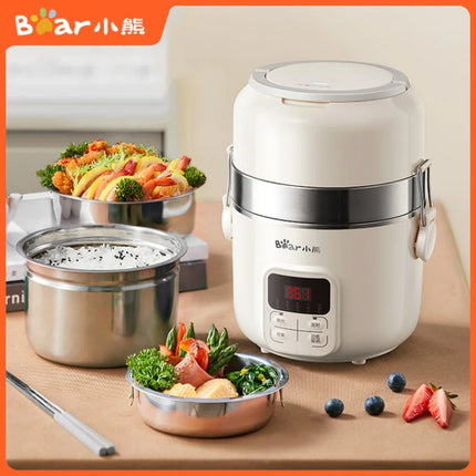 Electric Heating Lunch Box Double-layer 304 Stainless Steel Reserveable and Timed Heating Rice and Vegetable Lunch Box