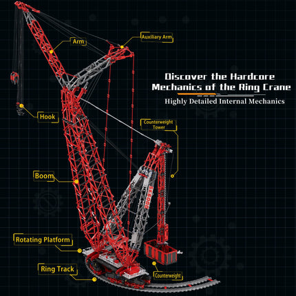 7477PCS Rail Crane 1:80 Building Blocks Set, Desktop Ornament, Assembly Toy, Construction Machinery Enthusiast Birthday Gift