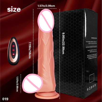 1pc 8.6inch Thrust Realistic Dildo Vibrator With 10 Telescopic And 10 Vibration Modes With Heating, Silicone Soft Realistic Remote Control Adult Sex Toy For G-spot Vibration Stimulation With Powerful Suction Cup