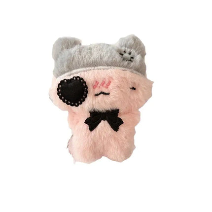 Cute Cartoon Plush Kitty Keychain Kawaii Black & Pink Cat Doll Backpack Decoration Pendant Bag Charm Accessory Gift