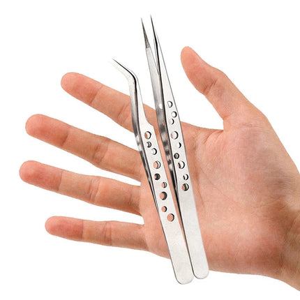 Electronics Industrial Tweezers Precision  Anti-static Curved Straight Tip Stainless Forceps Phone Repair Hand Tool