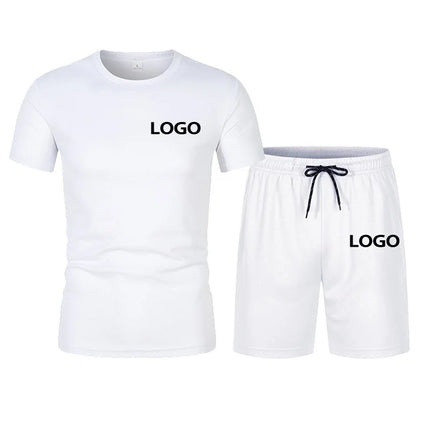 Custom Print DIY Men's Summer T-Shirt Casual Mesh Set Sports Jogging Duo Set Breathable Fast Drying Gym Shirt Football Shirt