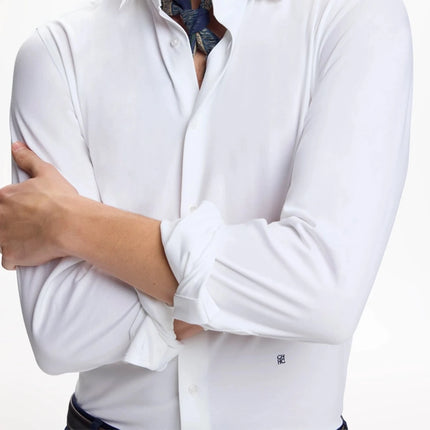 CH Men's buttoned shirt long-sleeved business casual top suitable for daily wear comfortable and pleasant to wear.