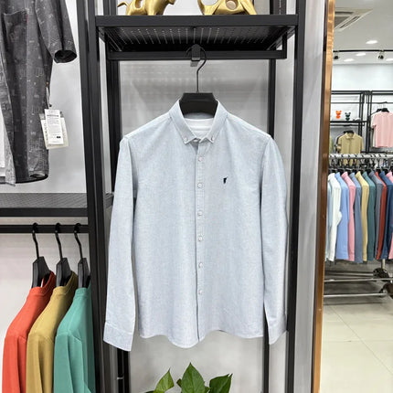 100% Cotton Corduroy Shirt - Green Long Sleeve M-4XL - Spring Autumn Slim Fit Candy Color Collection