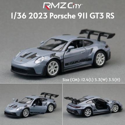 1/36 Porsche 911 GT3 RS Toy Car Model For Children RMZ CiTY Miniature Racing Free Wheels Pull Back Diecast Metal Collection Gift