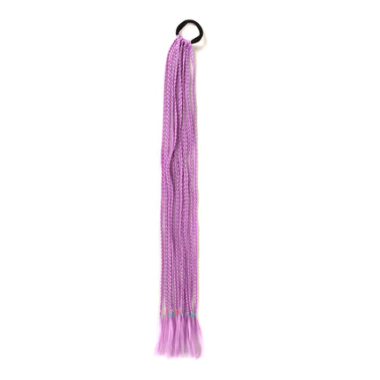 Braided Ponytail Extension Synthetic Colorful Hair Extension For Women 24inch Rainbow Hair Braids Extensions