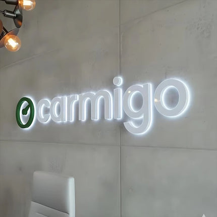 Custom Business Logo Illuminated Backlit Sign 3D Metal Letters Stainless Steel Outdoor Office Wall Signage for Dropshipping