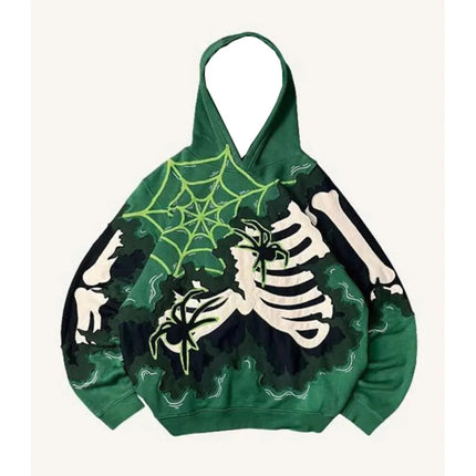 New Trendy men's Hoodie With 3D Skeleton Style Pattern design, Novel Long Sleeved Hoodie With Pockets For Daily Wear
