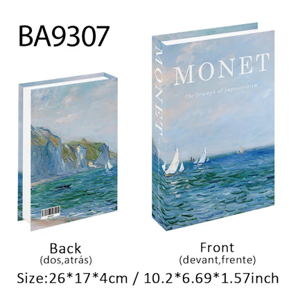 Van Gogh Monet Fake Book Painting Decorative Books Storage Box Sunflower Water Lily Coffee Table Books Home Decor Shooting Props
