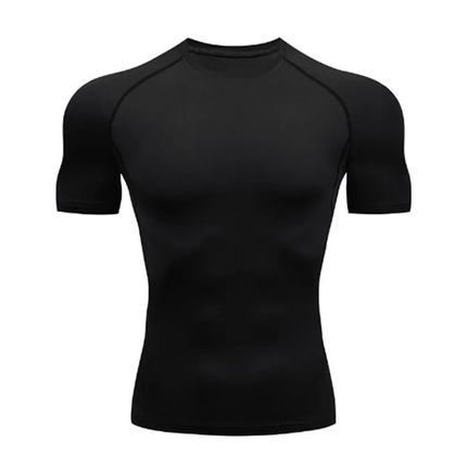 Men's compression running T-shirt fitness tight short sleeved T-shirt training jogging shirt gym sportswear quick drying