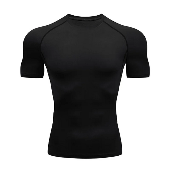 Men's compression running T-shirt fitness tight short sleeved T-shirt training jogging shirt gym sportswear quick drying