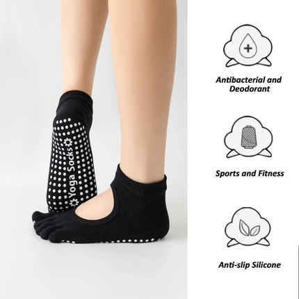 Women Five Toes Backless Yoga Socks Cotton Anti-Slip Indoor Fitness   Pilates Socks Ladies Ballet Dance Sports Socks Slipper