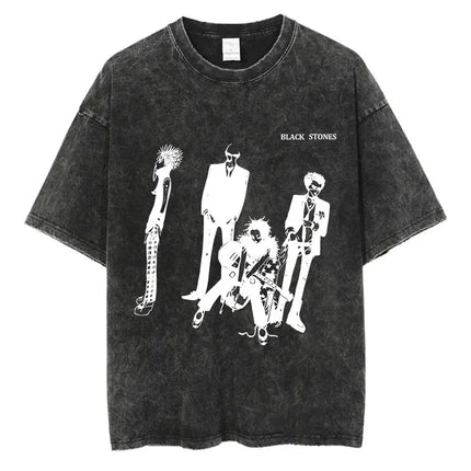 Japanese Anime Nana Osaki Print Vintage Washed T-shirt Harajuku Streetwear Graphic T-Shirt Summer Short Sleeve Cotton T-shirt