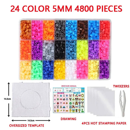 72Colors 5mm /2.6mm Set Melting Beads Pixel Art Puzzle Hama Beads Diy 3D Puzzles Handmade Gift Fuse Beads Kit Iron Toy