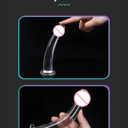 2 Pcs 1 Set Soft Silicone Realistic Dildo with Suction Cup for Women Adult Game Cute Penis Masturbator Sex Toy Crystal Jelly Transparent
