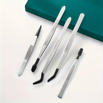 Stainless Steel Tweezers Stainless Steel Plastic-Coated Tweezers For Eyelash Extension Assistance Coin Clips Stamp Clips Tool