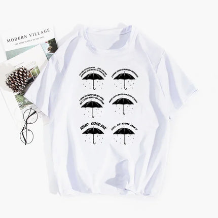 Umbrella Academy Printed Short Sleeve T-Shirt Women's Fashion Cross-Border Modal Material Crew Neck Floral Patchwork Wish EBay