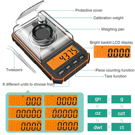 Brifit Electronic Digital Scale 0.001g/50gMini Scale Precision Professional Pocket Scale Milligram with 50g Calibration Weights