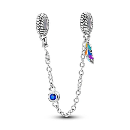 925 Sterling Silver Purple Series Butterfly Aries Gemini Safety Chains Fit Original Bracelet DIY Jewelry Making Gift For Women