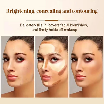 6-color concealer palette with brush,long-lasting concealer, waterproof full coverage concealers,Corrects Dark Circles,Red Marks