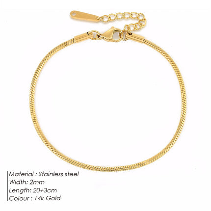 eManco Round Snake Chain Anklet For Women Stainless Steel Chain Anklet Summer Essential Jewelry Accessories