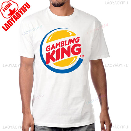 Funny Gambling King T-Shirt Vegas Roulette Slot Poker Gambling Casual Fashion Streetwear Men's Cotton Short Sleeve T Shirt