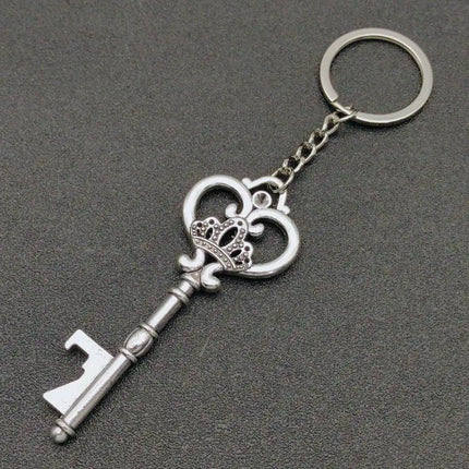 Retro Large Crown Love Key Pendant Creative Bottle Opener Antique Silver Metal Pendant Charm Keychain