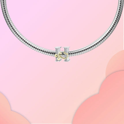 925 silver 26 letters retro fashion golden pendant fit original bracelet charm beads necklace Diy female jewelry