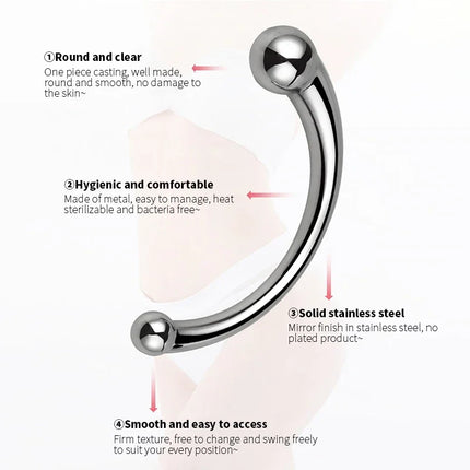 Double Ended Anal Hook Butt Plug Stainless Steel G Spot Wand Prostate Massage Stick Vagina Stimulator Sex Toys for Men Women 18+