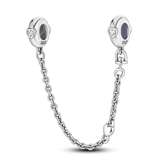 925 Silver Color Star Moon Heart Safety Chain CZ Beads Angle Wing Pendant Fit Bangle Charms Bracelet DIY Women Original Jewelry
