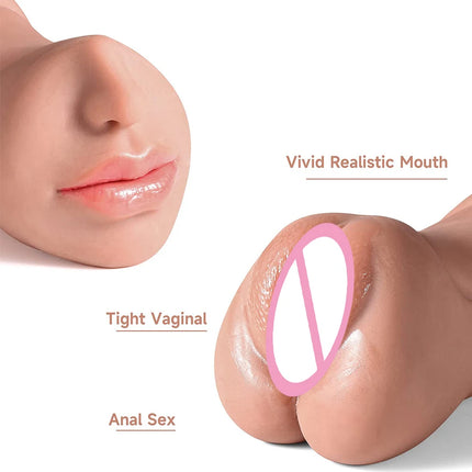 3D Flesh The Light Male Masturbation Artificial Vagina Ass mouth Silicone 3 In 1 Adult Sex Toy Doll For Man Pocket Pussy Ass