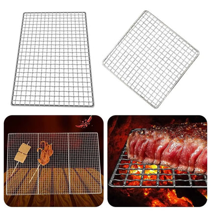 New Stainless Steel Grill Racks Reusable Nonstick Grill Net Square Roast Grate Net
