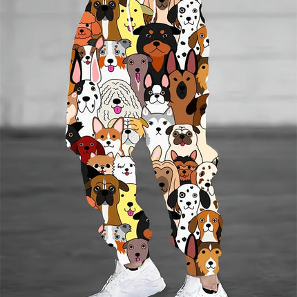 2025 New Men's Building Block Print Casual Pants Hip-Hop Street Style Drawstring Sweatpants Outdoor Fashion Men Drawstring Pants