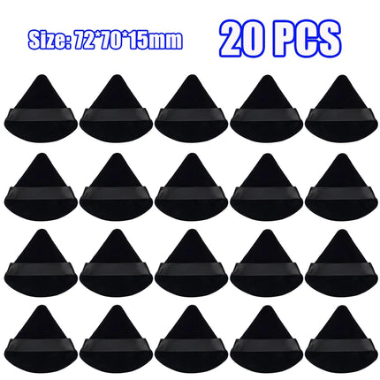 1-60pcs Triangle Velvet Powder Puff Soft Washable Sponge Black Pink Cosmetic Puffs Loose Powder Facial Beauty Makeup Accessories