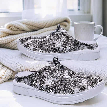 Hand-Painted Chinese Style Sandals, Non-Slip Breathable Slippers, Couple's Fashion Clogs with Oriental Patterns