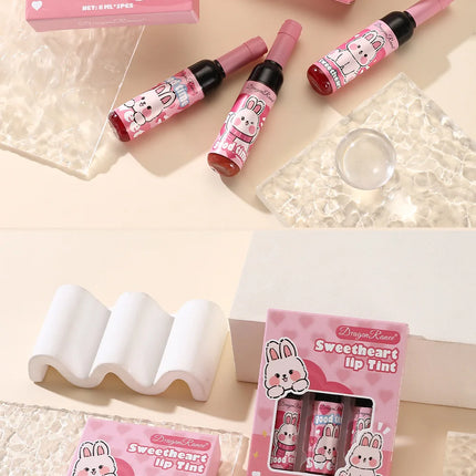 Wine Bottle Shaped Lip Gloss Set Long Lasting Moisturizing Non Transfer Liquid Lipstick With Cute Cartoon Design