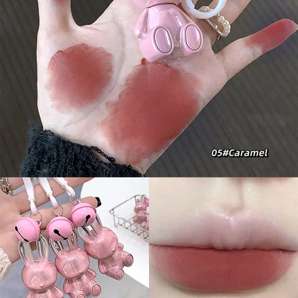 Gege Bear Pink Rabbit Velvet Matte Lip Cream Black Rabbit Water light lip glaze matte mirror pendant lipstick lip gloss