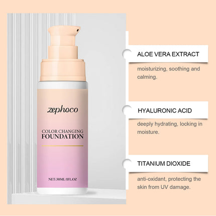 Pink Color Changing Foundation Cream Concealer Makeup Moisturizing Lightweight Cover Skin Imperfections Natural Look zephoco
