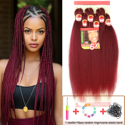 6X Braids 26 Inch Braiding Hair Pre Stretched Blonde Ombre Braiding Hair Synthetic Fake Hair Extensions for Braids Women