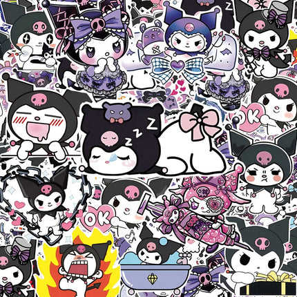 10/30/50/100pcs Cute Kuromi Cartoon Anime Stickers Sanrio Decals DIY Skateboard Stationery Laptop Waterproof Sticker Classic Toy