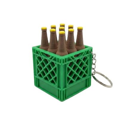 3D Printed Soda Crate Clicker Keychain Funny Plastic Drink Carrier Keyring Lifelike Novelty Squeeze Fidget Backpack Pendant