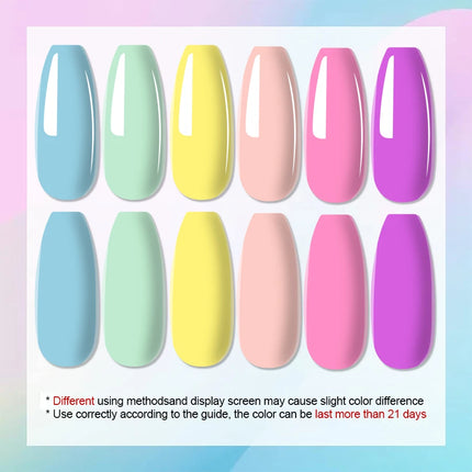 QAZIXU 1/6Pcs Yellow Green Nail Polish Set Blue Nail Gel Polish Semi Permanent Soak Off UV Nail Art Popular Color Spring Summer