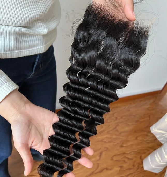 Deep Wave 13x4 HD LACE Frontal Only SKINLIKE 4x4 Real HD Lace Closure 13x4 HD Lace Frontal Pre Plucked Millionaire Queen
